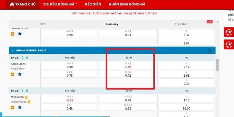 Bóng đá và kèo tài xỉu là gì? hấp dẫn đến như thế nào 3 Kèo tài xỉu hơn 2 ¼ trái